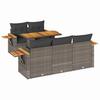 6 Piece Garden Sofa Set with Cushions Grey Poly Rattan & Acacia
