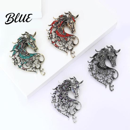 Animal Pin 1/4Pcs Retro Style Brooch Sparkling Rhinestones Inlaid Horse