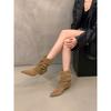 Thick Heel Pointed Suede Pile Boots Medium Knight Boots Women's Boots Season Western Cowboy Skinny Boots