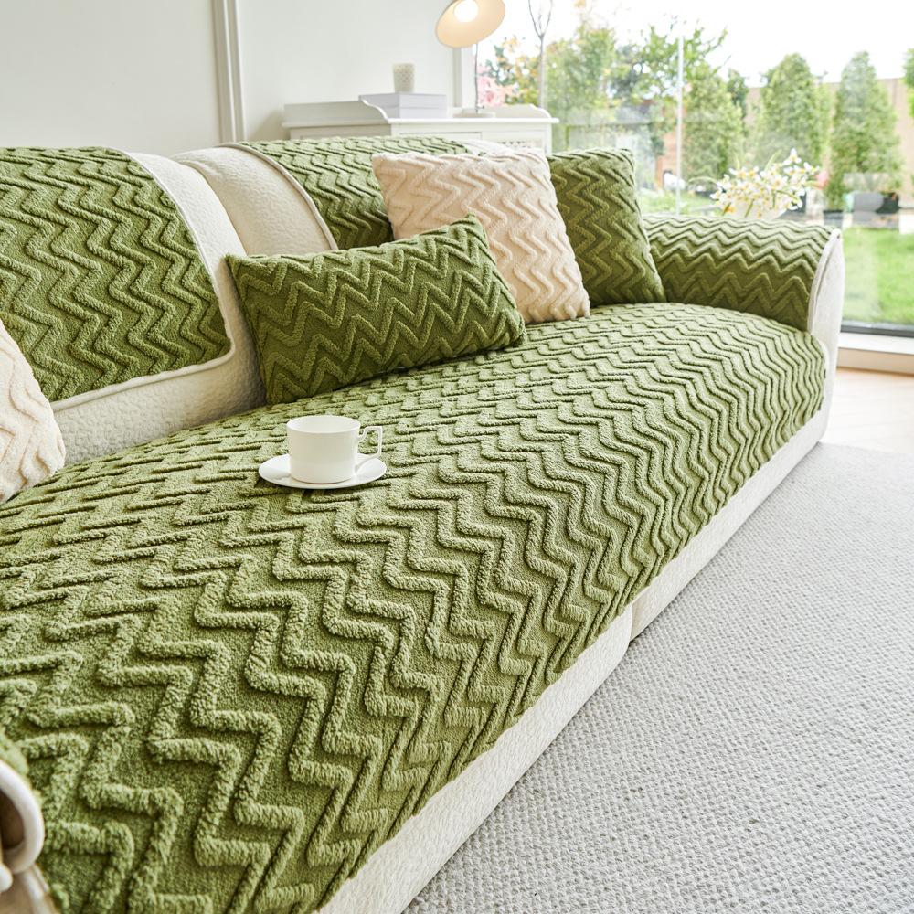 Corrugated Cream Wind Sofa Cushion Autumn And Winter Sofa Cover Cloth Towel Thickened Plush Seat Cushion All-Inclusive Sofa Cover Cloth