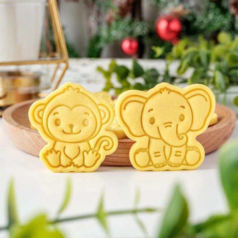 Tagliabiscotti Animali Cartoni Animati Animale della Giungla Tigre Carina Leone Gatto Cane Orso Elefante Timbro per Biscotti Strumenti di Goffratura Decorazione Torta