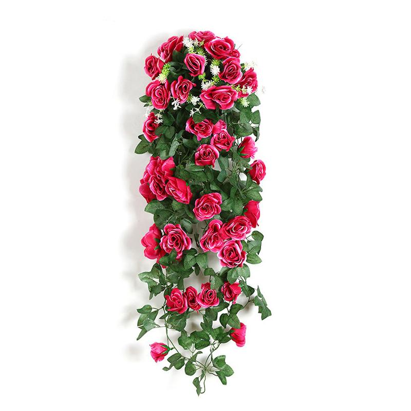 Home Decor Artificial Flower Hanging Flowers Rose Simulation Vine Wedding Garden Artificial Flower Rattan Plant Vine Wall Roses