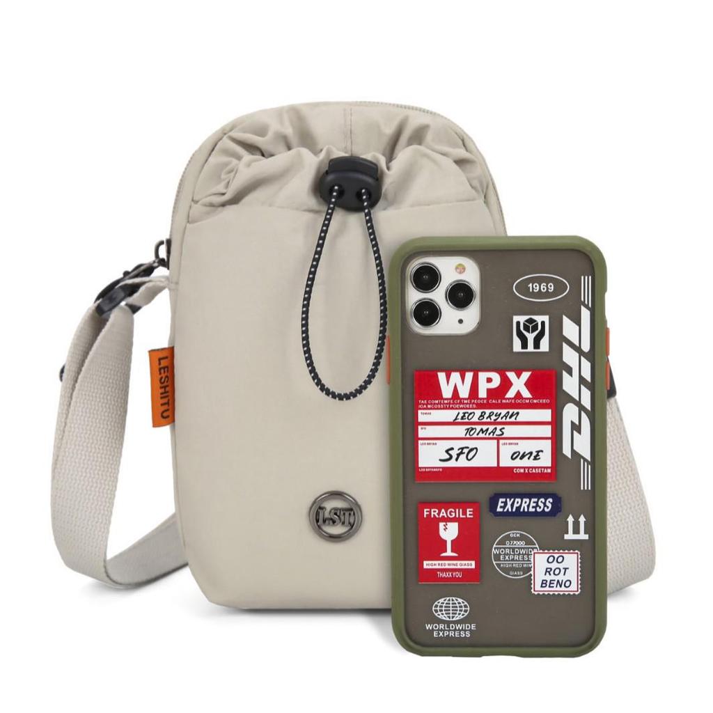 Cross-border Multifunctional Messenger & Phone Bag - Casual Shoulder Bag with Water Bottle & Drawstring Cup Holder, Ideal for Sports & Fitness