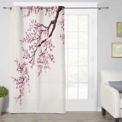 Japanese Style Sakura Modern Window Curtains for Living Room Bedroom Curtain Kitchen Treatment Blinds Drapes