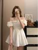 Plus Size Women's One-Shoulder Puff Skirt Vacation Dress
