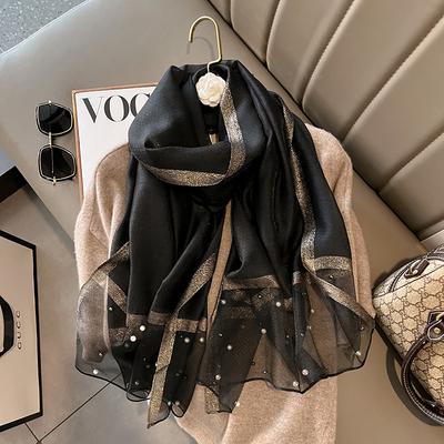 Luxury Shiny Diamond Scarf Silk Women Hijab Soft Wool Shawls and Wraps Large Thin Scarves Foulard Female Bufanda New
