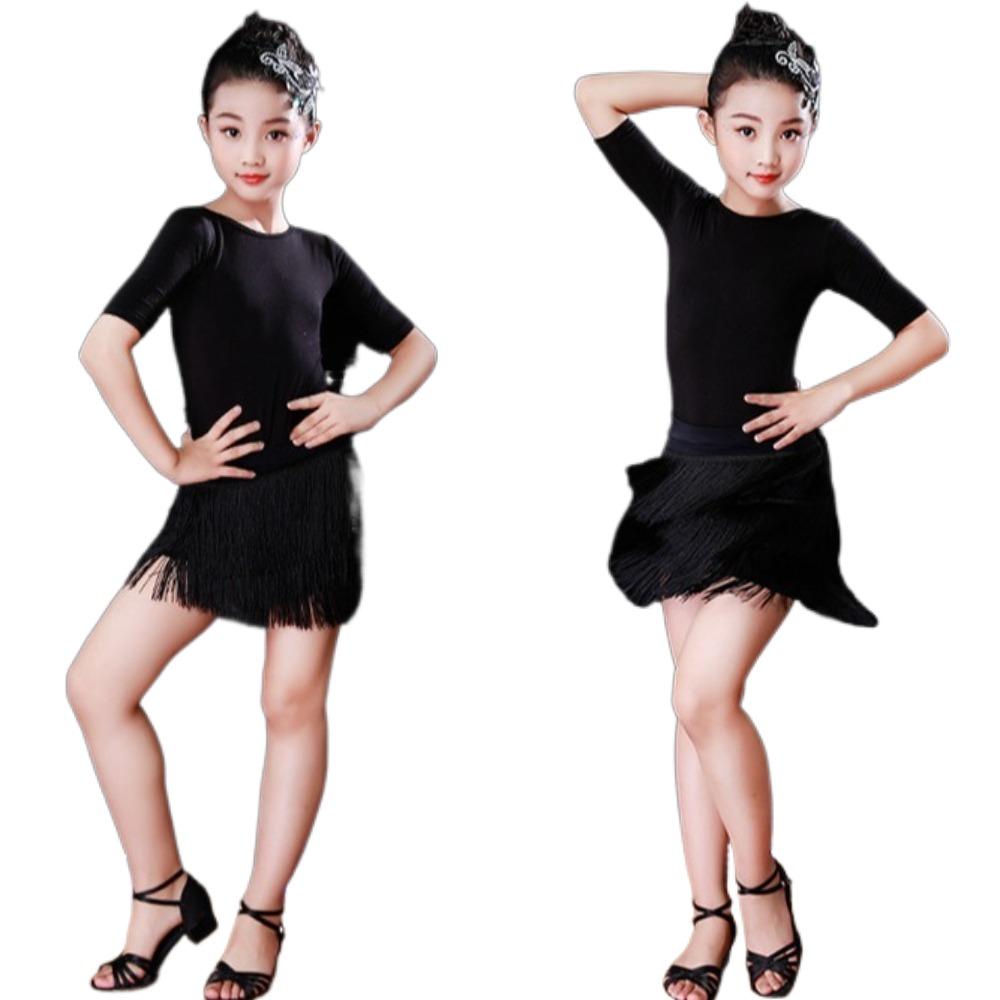 Tassel Latin Dancing Dress Three-Layer Ballroom Dancing Wear Fashion Chacha Dance Wear  for Kids