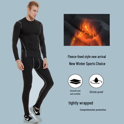 Men's Autumn/Winter Fleece-Lined Quick-Dry Long-Sleeve Running Shirt
