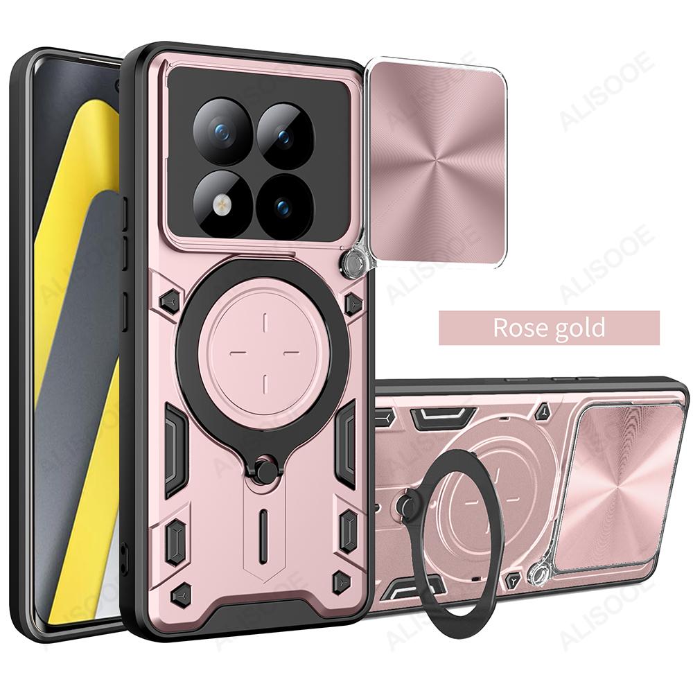 

Захисна кришка-слайдер для об єктива для чохла Xiaomi POCO M8 / M8 Pro 5G з магнітним кільцем-тримачем Захисний чохол для телефону Capa for POCO M8 рожевий колір золота