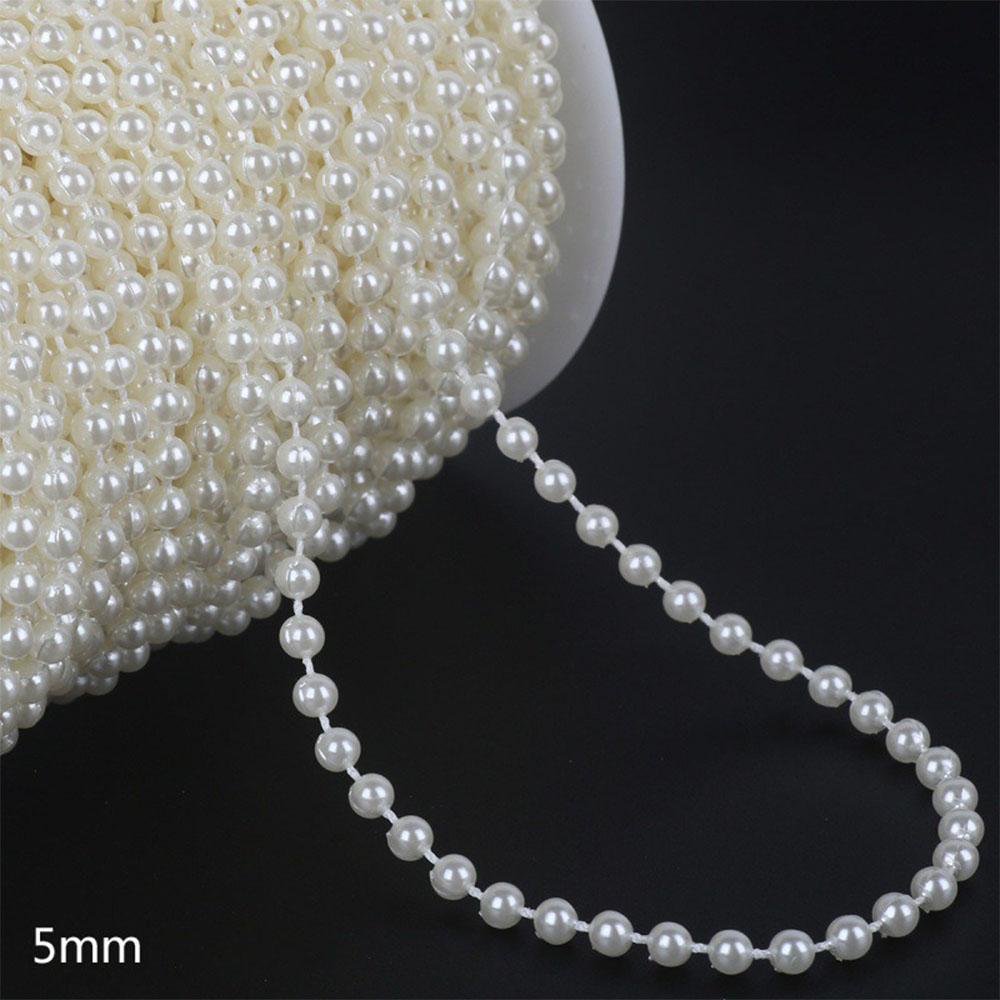 Ivory Round Pearl Beads String Trim Chain Sew Craft Faux Pearls Strand Garland Decorate Floral Centerpieces Favor Christmas Tree