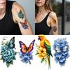 9pcs Temporary Tattoo Flower Tattoo Colorful Frog Tattoo Butterfly Tattoo For Male Arms Back