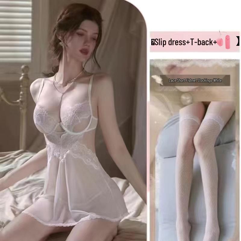 Elegant Lace Push-Up Sleep Dress: Enhances Small Chest