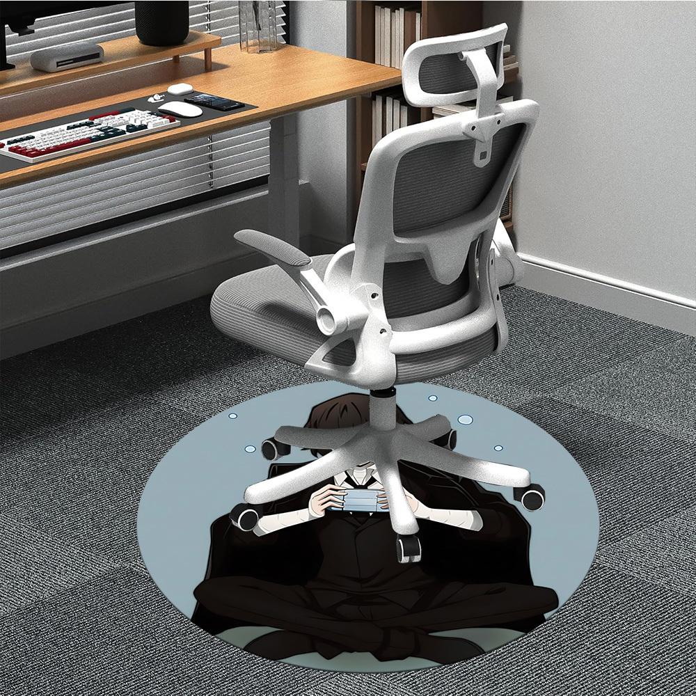 1 szt. Okrągły dywanik biurowy z postacią z anime, antypoślizgowy, miękki i trwały dywanik biurowy do dekoracji wnętrz, idealny do biura, piękna dekoracja