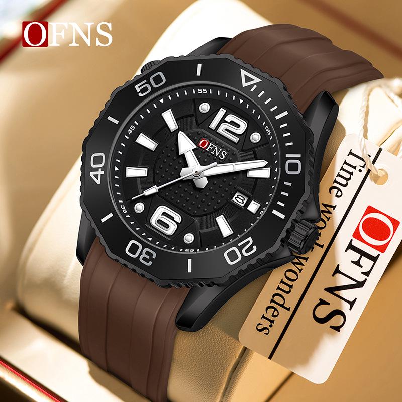 Oufanni Luxe Alloy Quartz Watch with Rotating Bezel, 3D Numerals, 30M Waterproof, Luminous Dial.
