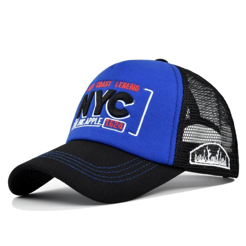 New Style 3D Embroidery Men Women Baseball Cap NYC Mesh Breathable Sunshade Snapback Patchwork Couples Travel Sun Visor Hats