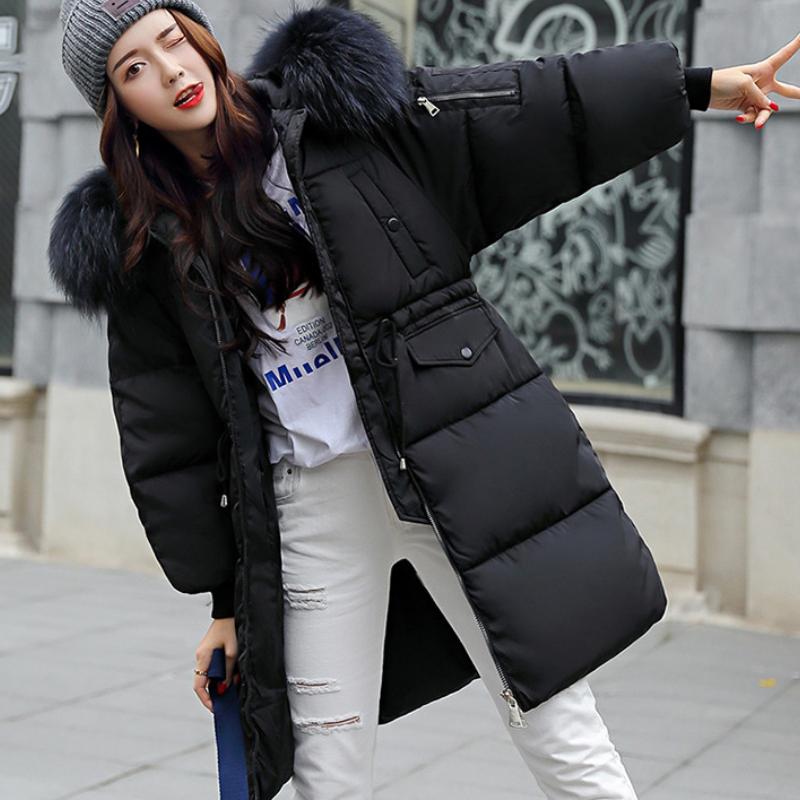 Chaqueta acolchada de algodón, abrigo de pan de longitud media para mujer, chaqueta acolchada de algodón con cuello de piel grande, nuevo abrigo engrosado