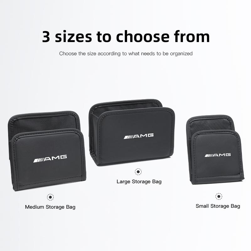 Car Seat Back Organizer Door Side Suspension Storage Bag Stickers For Mercedes Benz AMG A B C E G CLA GLA W211 W214 W205 W203