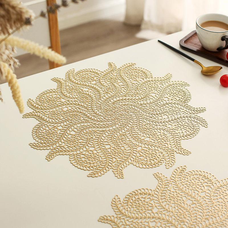 2 Pcs Water Grass Dining Mat Light Luxury Insulation Mat Simple and Modern No Wash Dining Table Heat-resistant and Anti Slip Mat