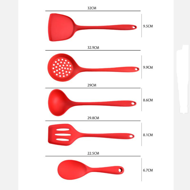 Silicone Kitchen Utensil Set, Food-grade Silicone, Including A Soup Ladle, Spatula, Rice Spoon, And Mixing Spoon