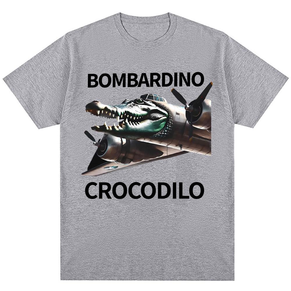 Bombardiro Crocodilo Funny Italian Brainrot Meme T Shirt Humor Fashion Hip Hop Men Women T Shirts Oversized Cotton Casual Tees