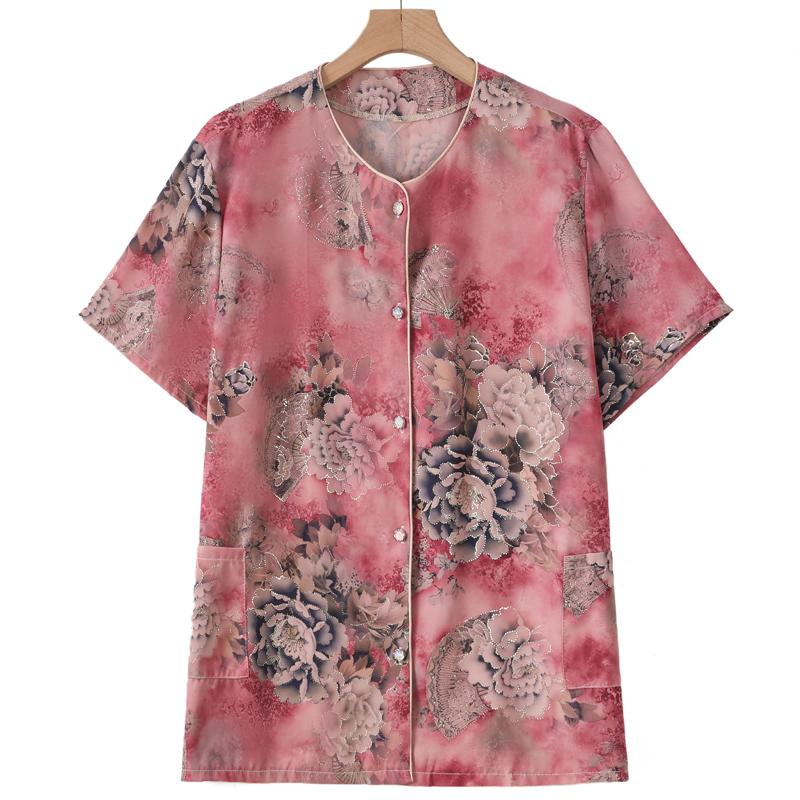 Blusas Elegantes de Talla Grande para Mujer 4XL-8XL Verano Tops Oversize Camisas Casuales de Manga Corta para Mujer