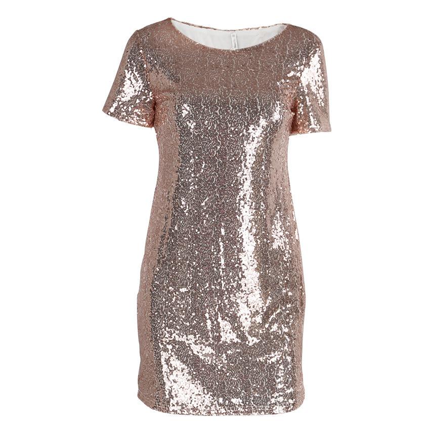 gold sequin short sleeve dress
