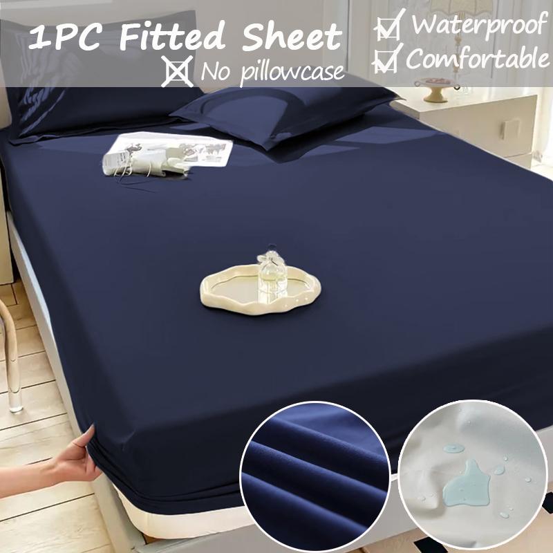 2025Deep Pocket Waterproof Bed Sheet1Solid Color Non-Slip Mattress Protector Soft Bedding Comfortable Polyester Fabric Waterproof Liner