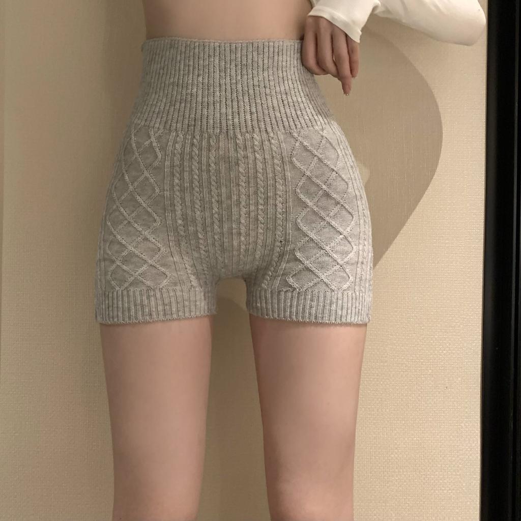 Autumn And Winter Comfortable Anti-glow Shorts Knitted Fall And Winter High Waist Simple Solid Color Bottoming Safety Pants