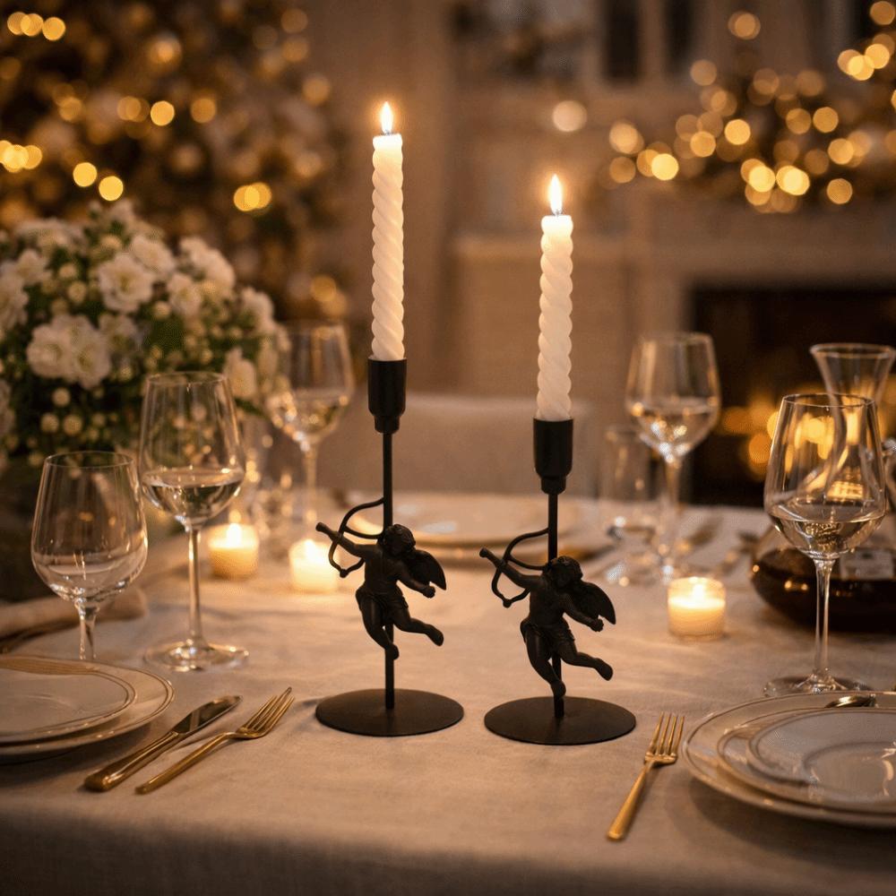 European Style Iron Art Candlestick High Foot Metal Candle Stand Cupid Candle Holder Anniversary