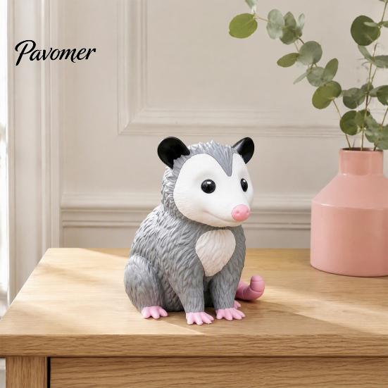 Nature Inspired Gifts for Craft Lovers 3D Printed Opossum Figurine, Cute Sitting Statue, Indoor Outdoor Miniature Possum Models Collection Porch