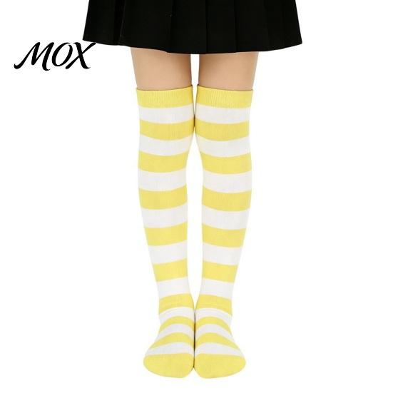 Comic-Ausstellung Outfit Accessoires Gestreifte Oberschenkelhohe Socken für Damen Mädchen, Über dem Knie Strümpfe, Mode Festlich Winter Strumpfwaren Weich Dehnbar