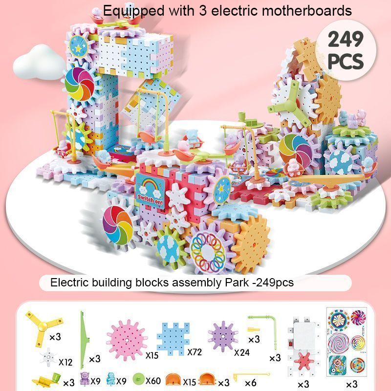 Heiß 83-263 STÜCKE Elektrische Zahnräder 3D Puzzle Modell Bausätze Kunststoff Bausteine Lernspielzeug Für Kinder Kinder Weihnachtsgeschenke