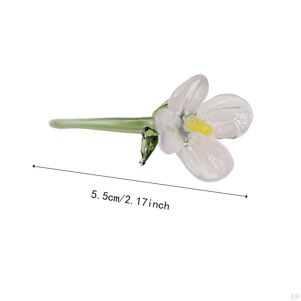 Mini Glass Flower Artificial Crafts Decorative Ornament Decoration for Mom Wife Mother's Day