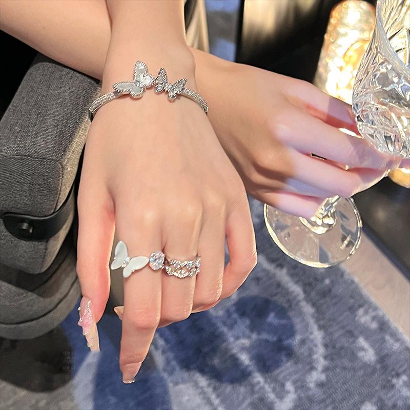 Zircon Fritillary Butterfly Niche Open Bracelet Fashion Versatile Cold Wind Bracelet Light Luxury High-end Jewelry
