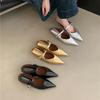 Fashion Bailamos New Brand Women Mules Shoes Fashion Pointed Toe Shallow Slip On Slipper Shoes Flat Heel Dress Sandals Mujer