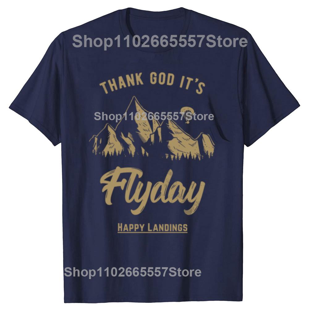 Funny Thank God It's Flyday Retro Paragliding Paraglider T-shirts Men Fashion Casual Tshirt 100% Cotton Loose Oversized T Shirt
