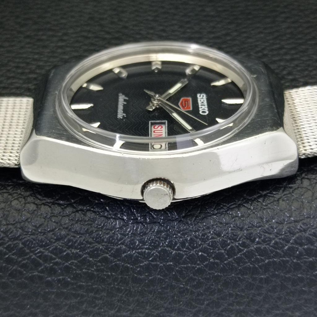Seiko 5 AUTOMATIC 6309A VINTAGE JAPAN MENS BLACK COLOR DIAL WATCH A701566-5 R206b-a701566