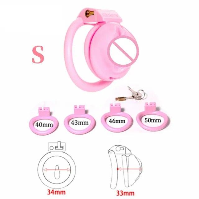 Nová růžová klec cudnosti pro muže Sissy Bondage Zařízení pro cudnost Penis Cage Abstinence Lock Ring Penis BDSM Gay SexToys pro dospělé
