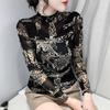 European 2024 Autumn/Winter Rhinestone Mesh Slim Fit Long Sleeve Top