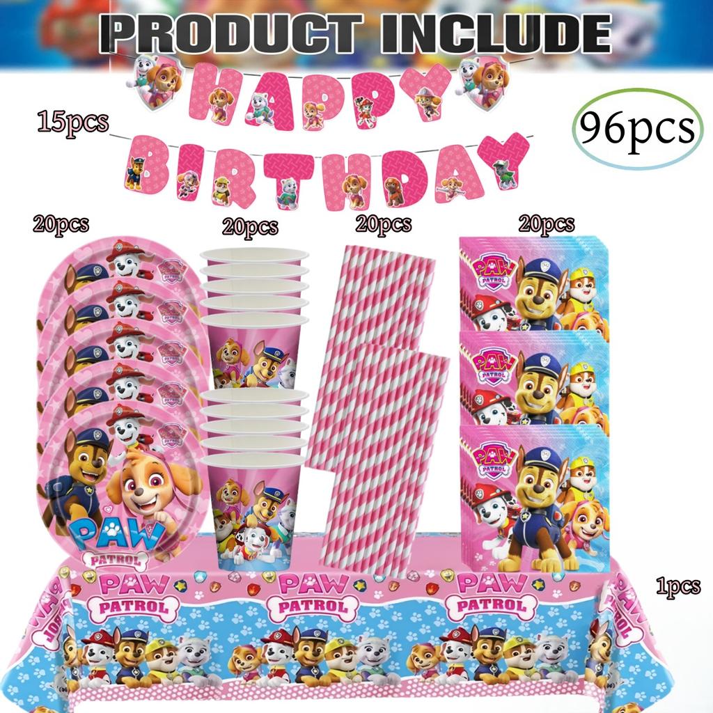 PAW Patrol Doğum Günü Süslemeleri Skye Tek Kullanımlık Sofra Takımı Seti Köpek Masa Örtüsü Tabak Hediye Çantası Bebek Partisi Çocuk Hediyesi Parti Malzemeleri