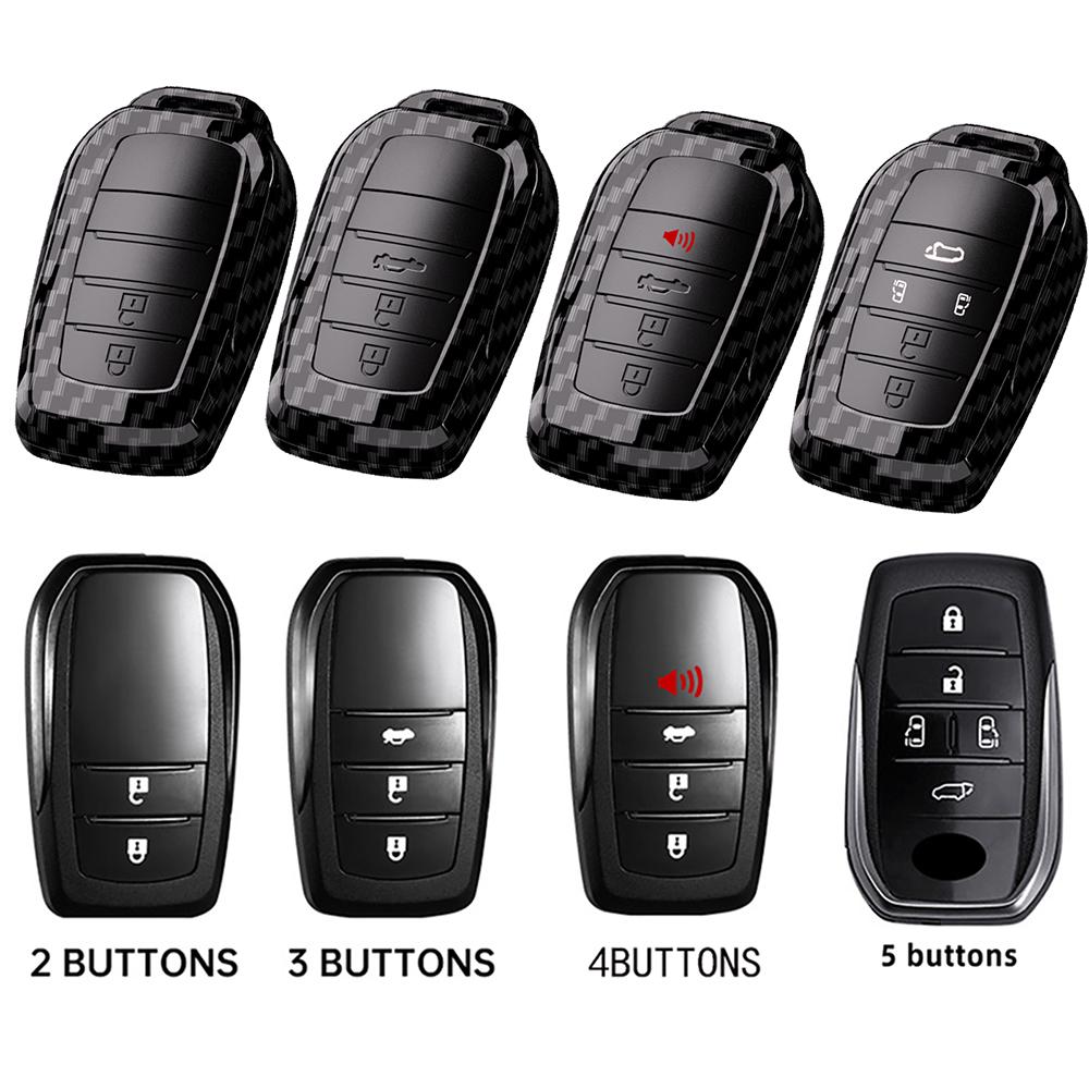 2/3/4/5 Button Carbon Car Key Case Cover For Toyota Rav4 Harrier Hilux Fortuner Land Cruiser Crown Highland Prado Yaris Cross Ay