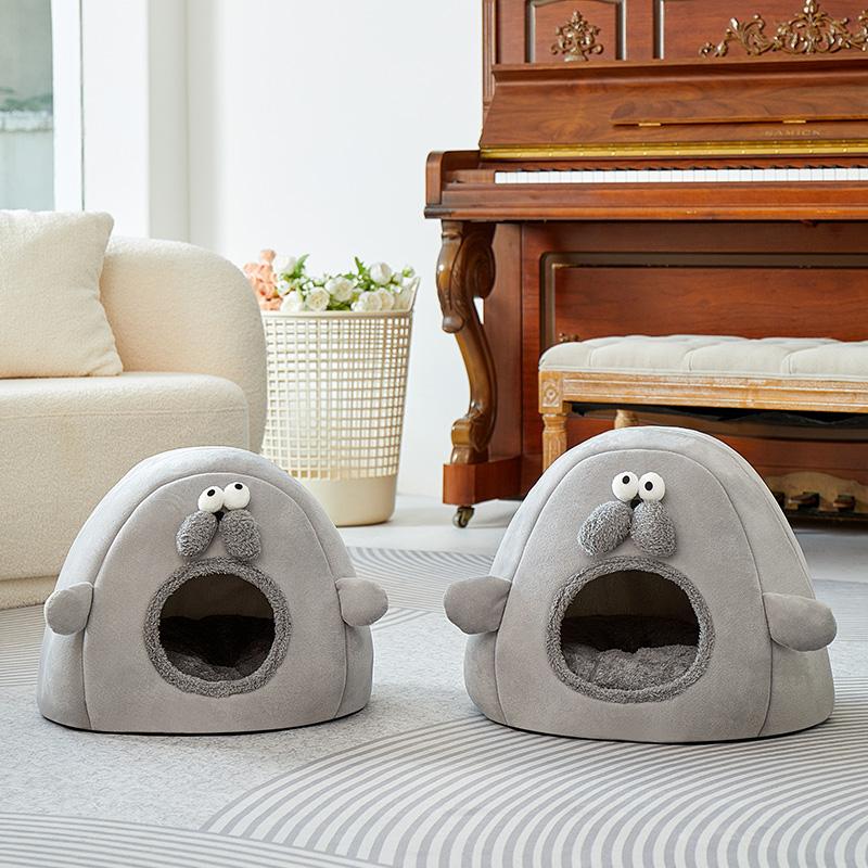Cartoon Seal-style Pet Beds Thickened And Soft Medium And Small-sized Cat Beds Deepened And Warm Pet Beds In Winter