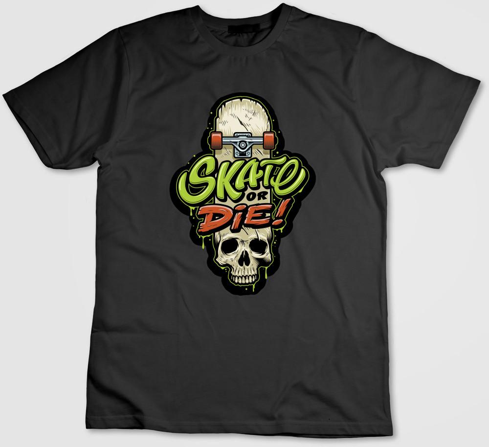 Фигурка Черепа Skate Or Die, Футболка с коротким рукавом Мужская / Женская H366 M