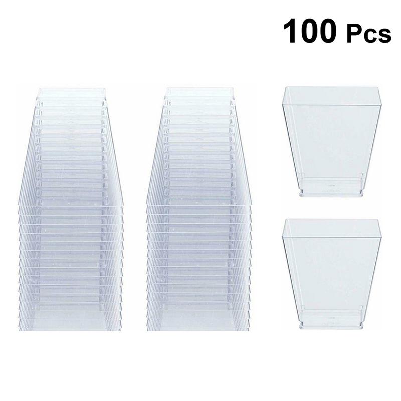 50pcs Dessert Cups 60ml Disposable Plastic Cups Clear Portion Transparent Trapezoidal Food Container for Jelly Yogurt Mousses