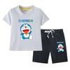 Doraemon Kids' Summer Set: Short-Sleeve T-shirt & Capris for Boys and Girls - Lightweight Casual Two-Piece.