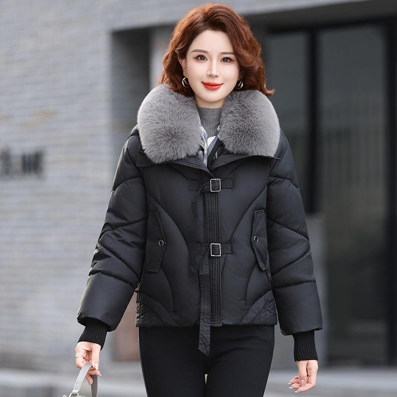 Short winter new down cotton-padded clothes, loose cotton-padded clothes, cotton-padded jackets, thickened fur collars, and outer wear.