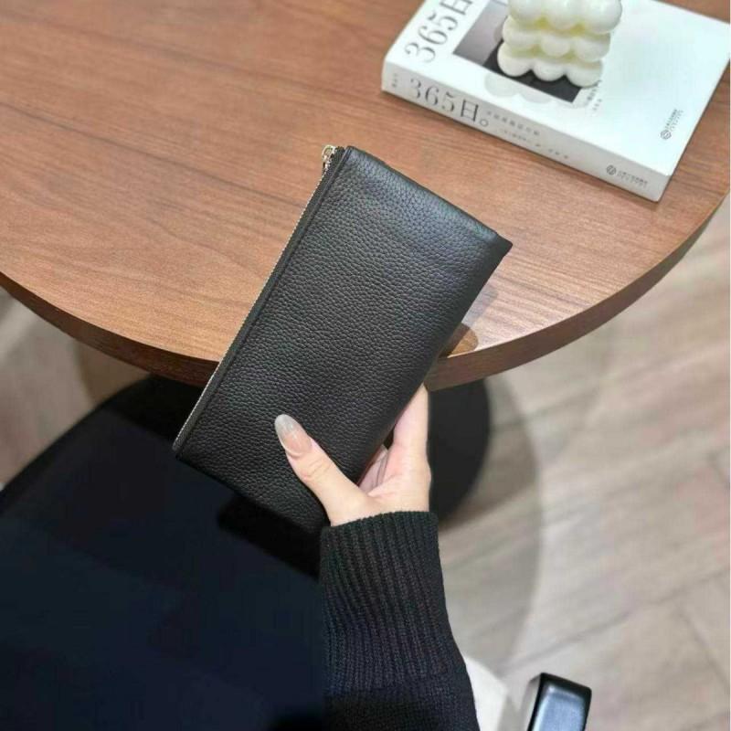Schmale Leder-Kartenhalter-Geldbörse Herren Damen Echtes Rindsleder Minimalistisch Lang RFID-Blockierend Leicht Täglicher Gebrauch