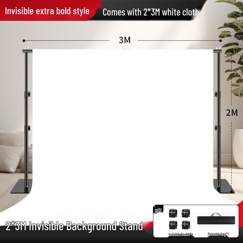 2x3 Meter Photography Background Stand with Black Light-Absorbing Cloth, Studio Props, and White Cloth for Shooting