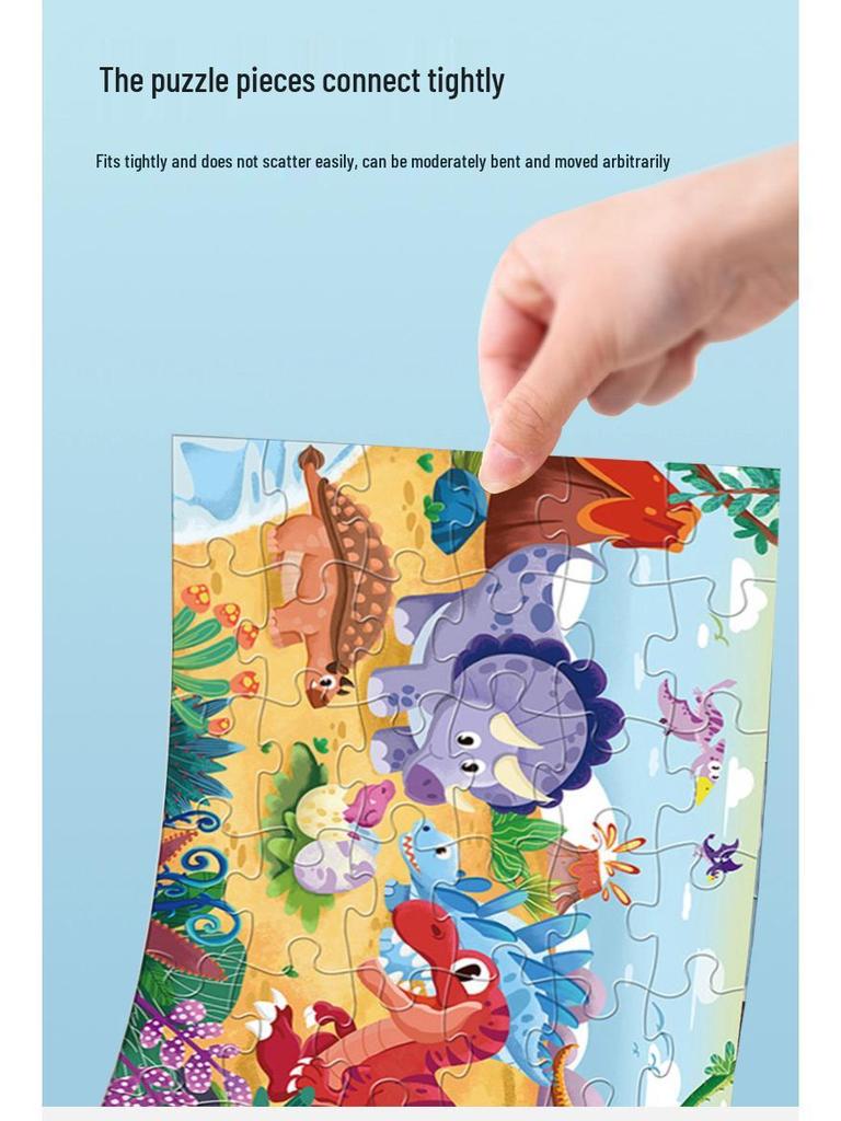 Educational Dinosaur Cartoon Jigsaw Puzzle for Kids Ages 3-6 - Boxed Flat Toy