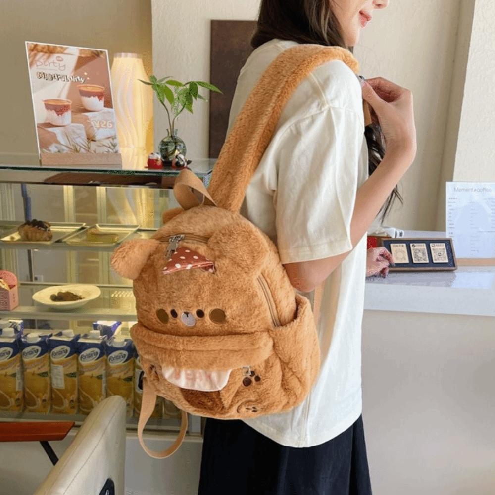 Creative Bear Plush Schoolbag Adjustable Straps Animal Shoulder Bag  Gift